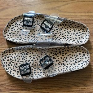 Cheetah slip on sandals